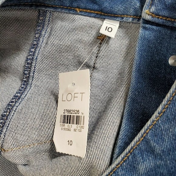Ann Taylor LOFT Denim Skirt Women's Size 10 Blue Jean Button Front A Line Mini - Picture 6 of 9